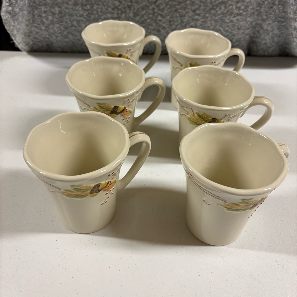 6 Pfaltzgraff Plymouth Ivory Floral Mug Collection